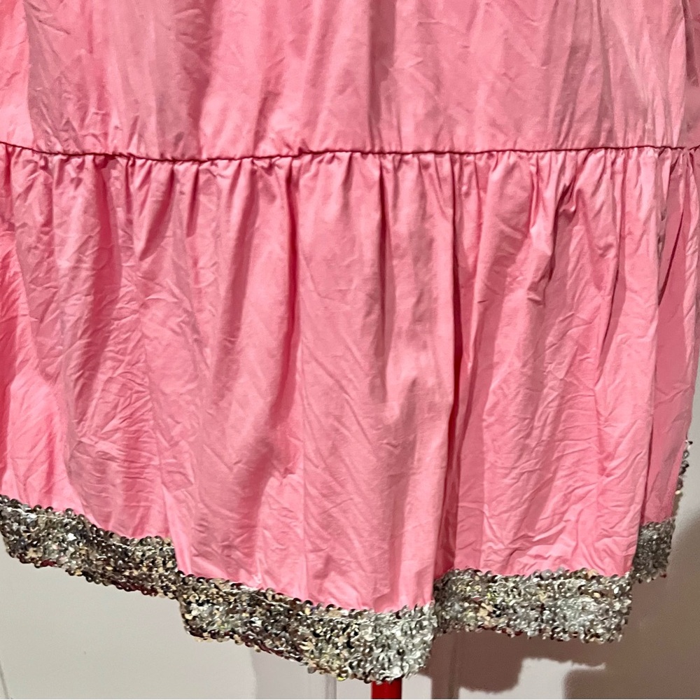 Peach Love California Pink Baby Doll Dress Sequin patches & sequin hem sz L - Picture 11 of 14